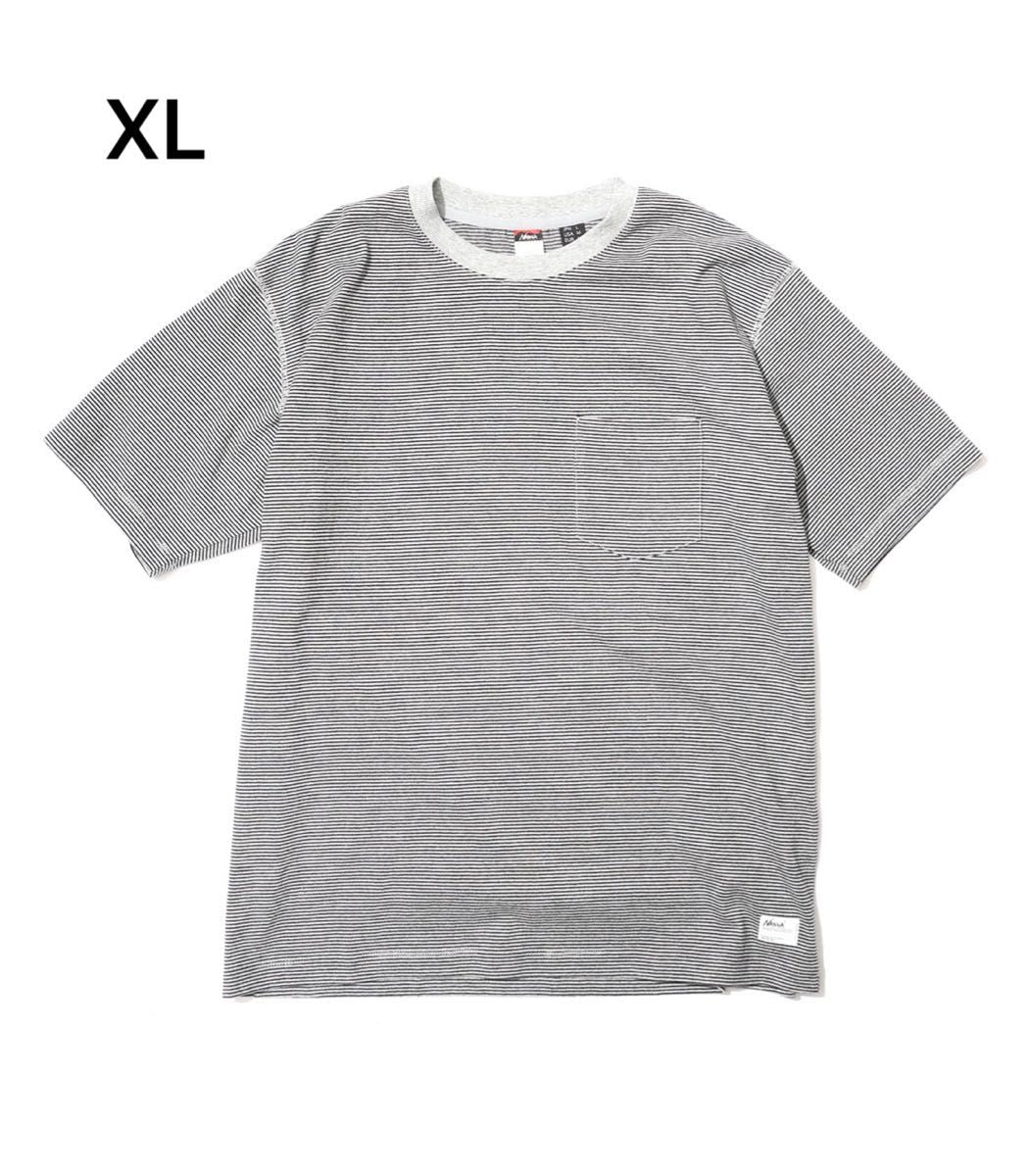 NANGA MULTI BORDER TEE GRY × BLK XL