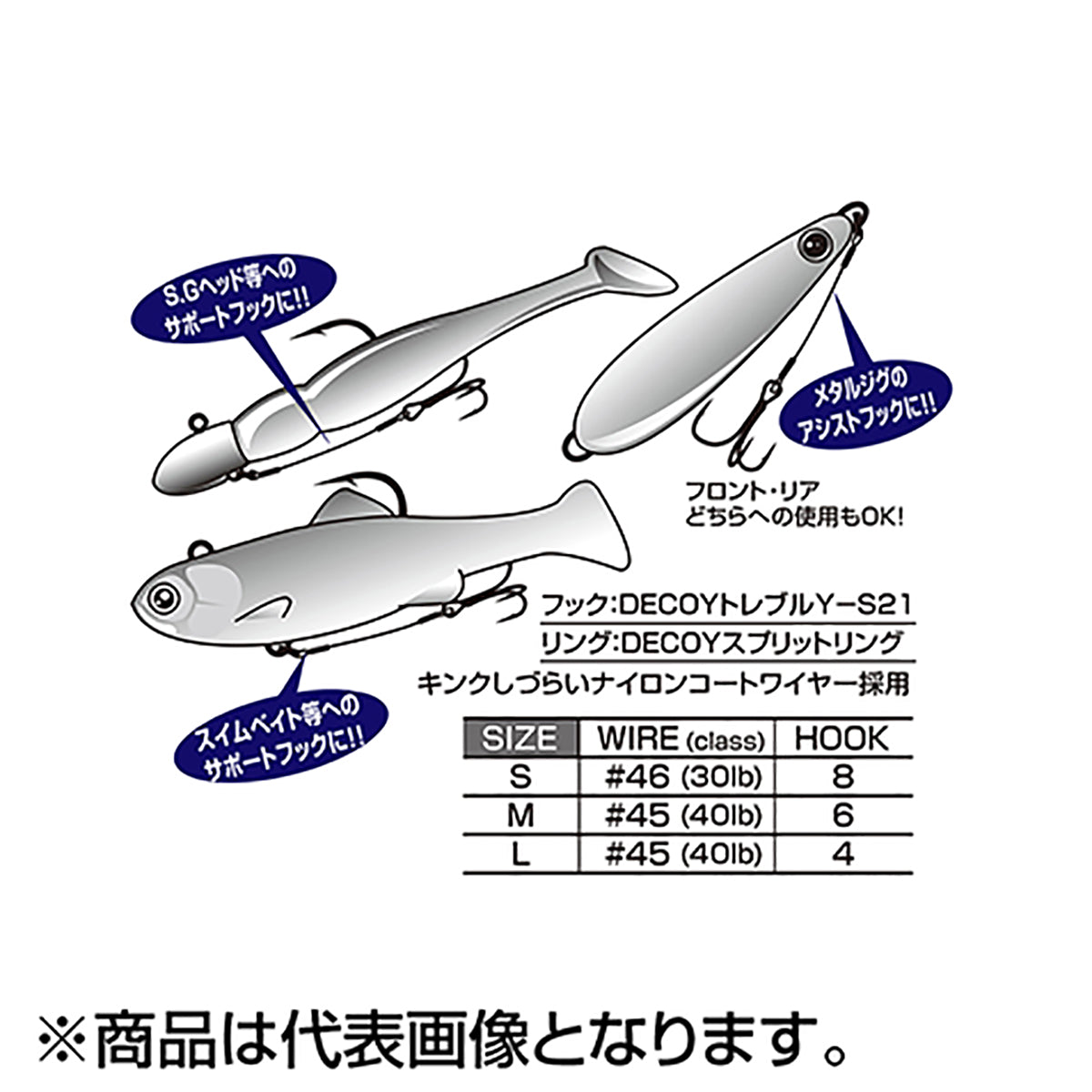 カツイチ(Katsuichi) デコイ ワイヤートレブルアシスト M TIN(Aqua Block) WA-21
