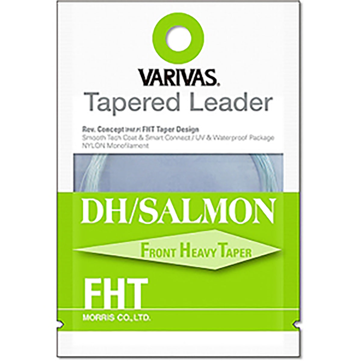 バリバス(VARIVAS) テーパードリーダー DH/サーモン FHT [ナイロン] 3X ナチュラルグリーン（ティペットはクリア)