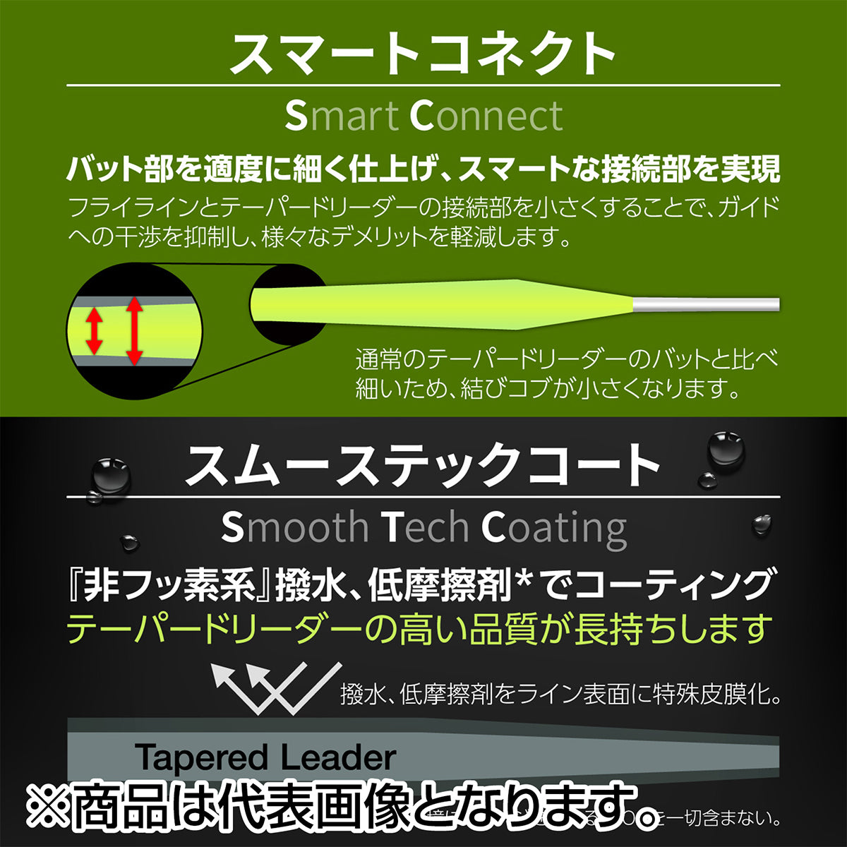 バリバス(VARIVAS) テーパードリーダー DH/サーモン VPT 18ft 1X ナチュラルグリーン [ナイロン]