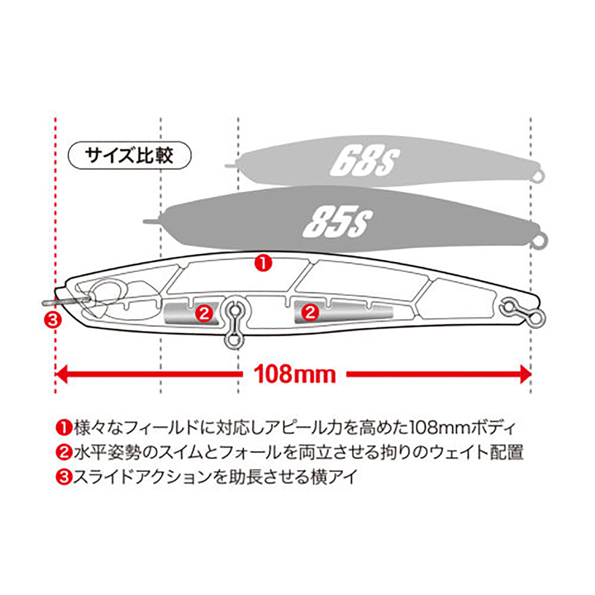 デュオ(DUO) ベイルーフ シーク 108S 108mm 25g ASA0032 レッドシャイナー