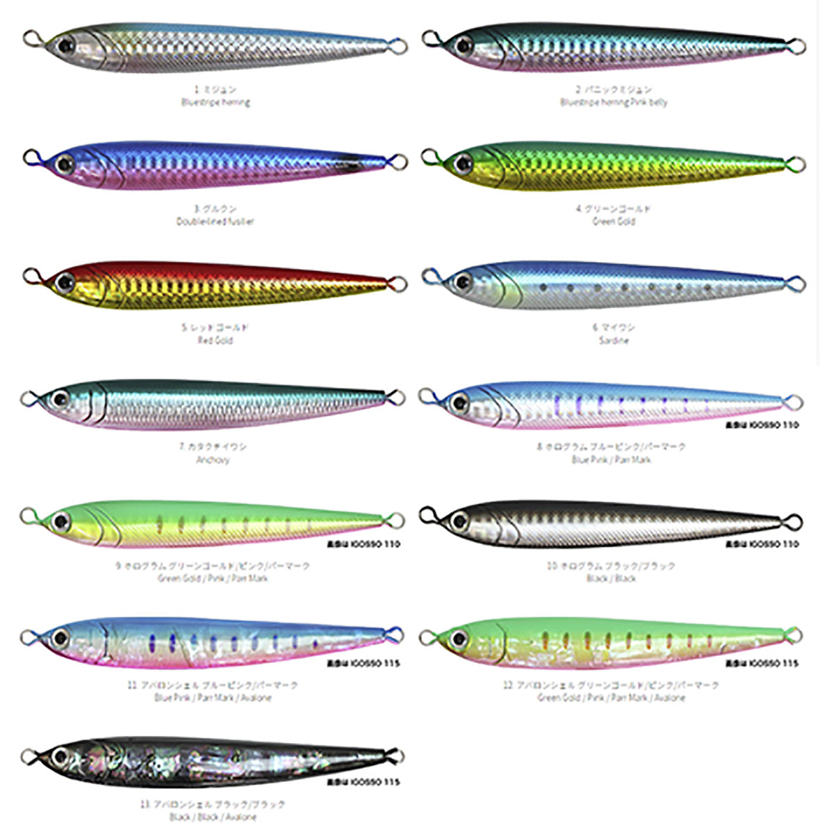 ホッツ(HOT'S) IGOSSO（イゴッソ） 115 サーディンシリーズ 115mm 38g #9.ホログラム グリーンゴールド/ピンク/パーマーク