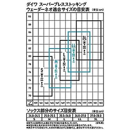 ダイワ(DAIWA) 21 ダイワスーパーブレスストッキングウェーダー ネオ ソックス先丸 L SBW-3050S-NE ウェイダー ウェダー ウエダー 胴長 防水
