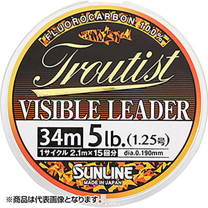 サンライン(SUNLINE) トラウティスト ビジブルリーダー 34m単品 1.25号 ナチュラルクリア+オレンジマーキング [フロロカーボン]