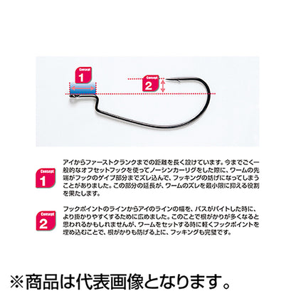 カツイチ(Katsuichi) デコイ ドリームフック ワーム15 #1/0 NSブラック Worm15
