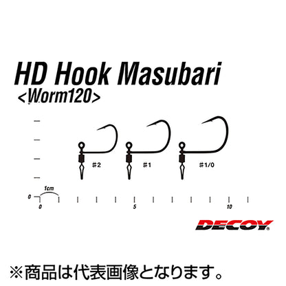 カツイチ(Katsuichi) デコイ ヘビダンフックマスバリ ワーム120 #1/0 NSブラック Worm120